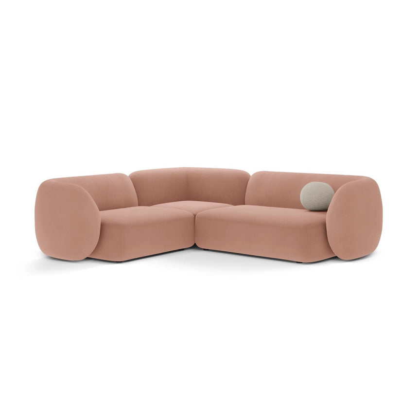 Kate 4-Sitzer Ecksofa, Linke Seite, aus Samt in Rosa (Salvador 11), 252x220 cm von Micadoni – Bild 1