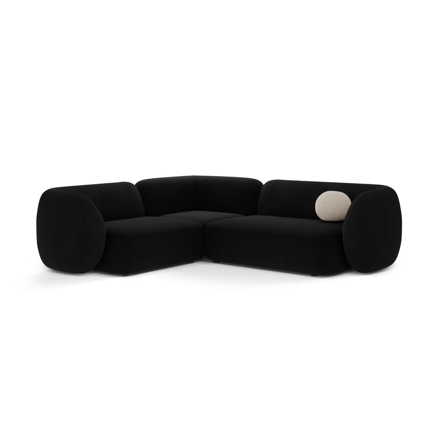 Kate 4-Sitzer Ecksofa, Linke Seite, aus Samt in Schwarz (Salvador 19), 252x220 cm von Micadoni – Bild 1