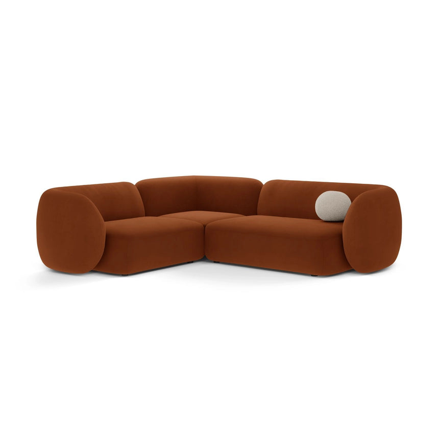 Kate 4-Sitzer Ecksofa, Linke Seite, aus Samt in Terrakotta (Salvador 14), 252x220 cm von Micadoni – Bild 1