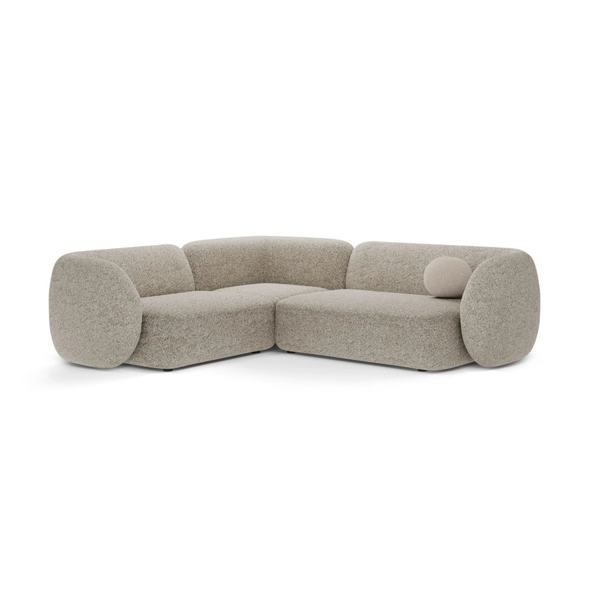 Kate 4-Sitzer Ecksofa, Linke Seite, aus Strukturierter Stoff in Beige Melange (Puente 06), 252x220 cm von Micadoni – Bild 1