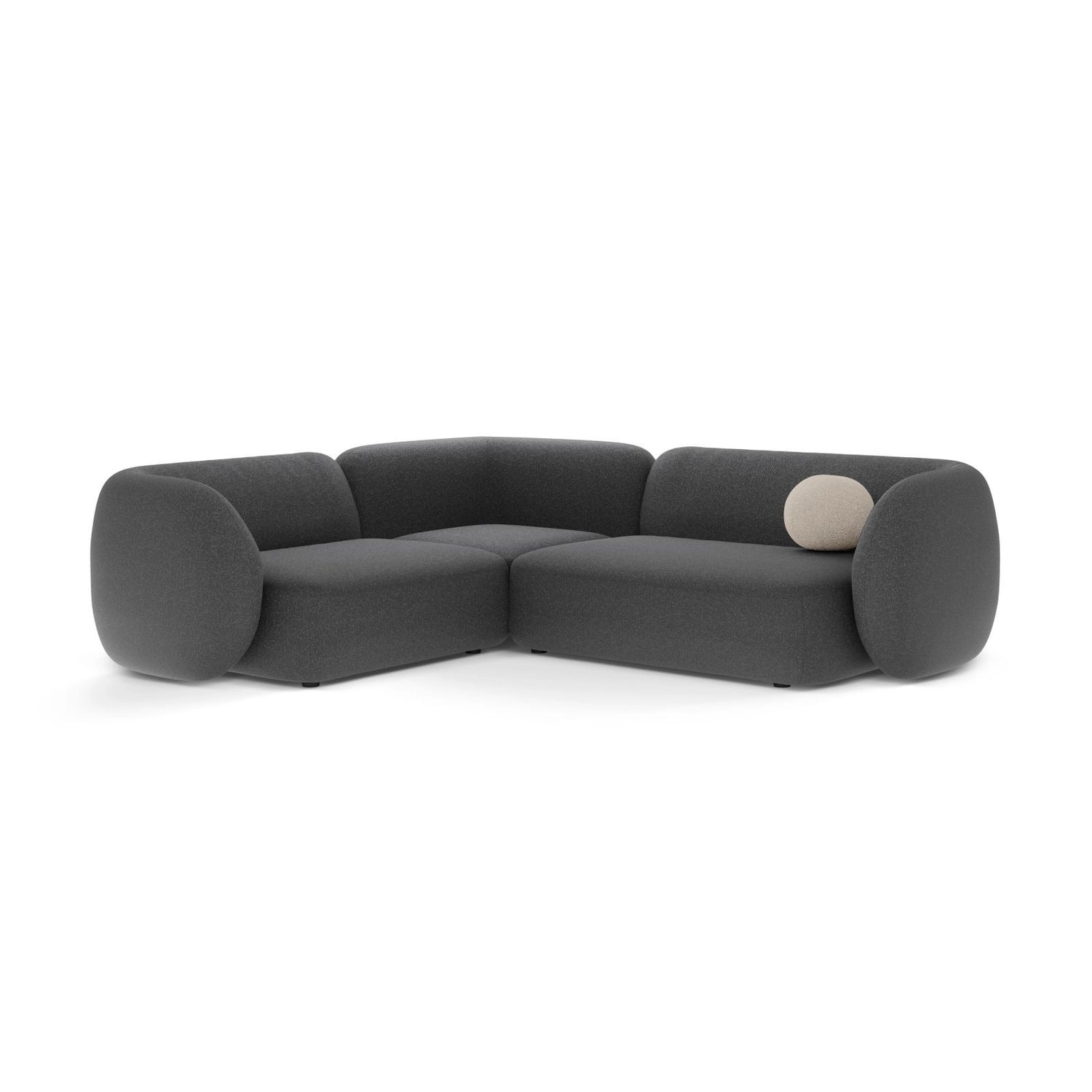 Kate 4-Sitzer Ecksofa, Linke Seite, aus Strukturierter Stoff in Dark Grey Melange (Puente 94), 252x220 cm von Micadoni – Bild 1