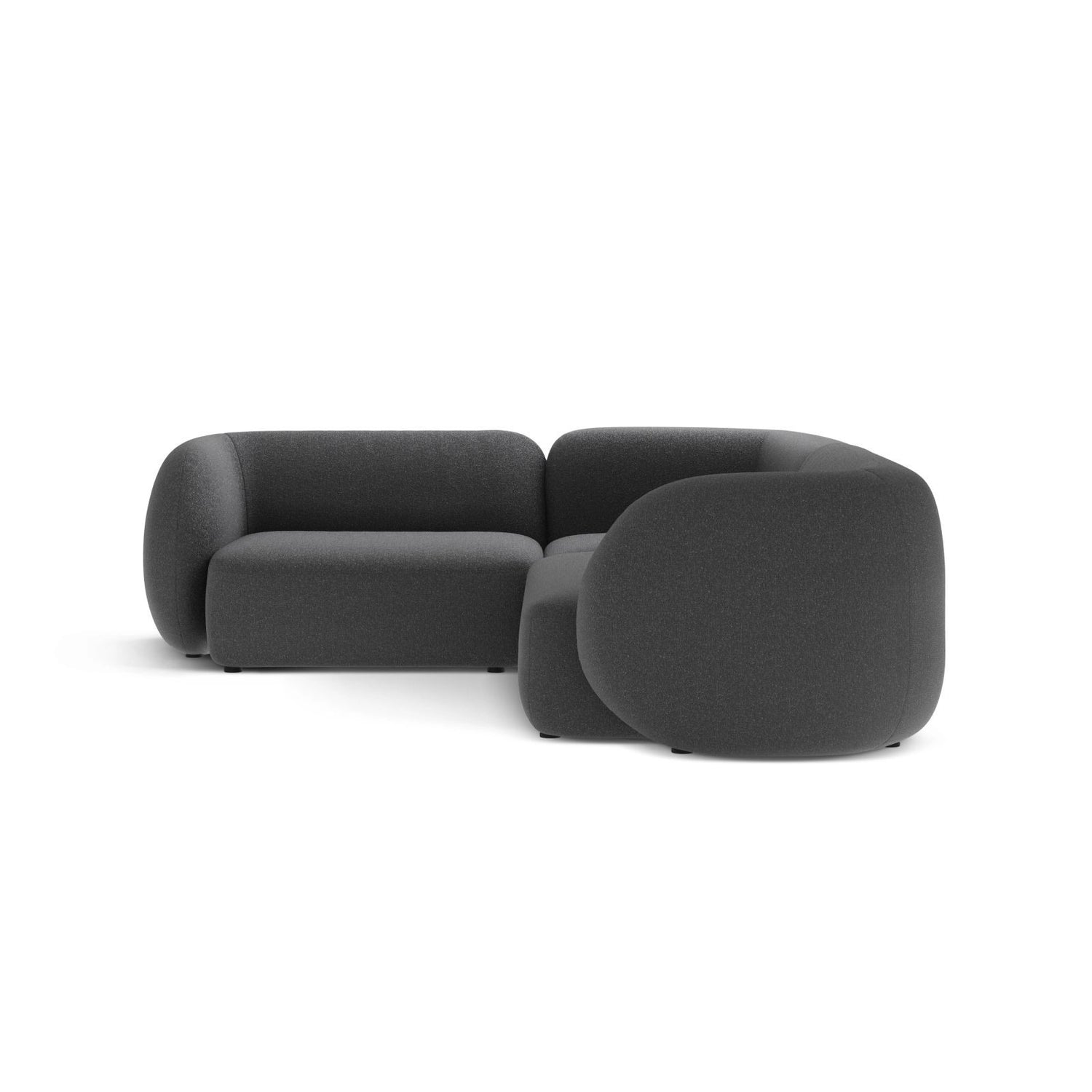 Kate 4-Sitzer Ecksofa, Linke Seite, aus Strukturierter Stoff in Dark Grey Melange (Puente 94), 252x220 cm von Micadoni – Bild 4