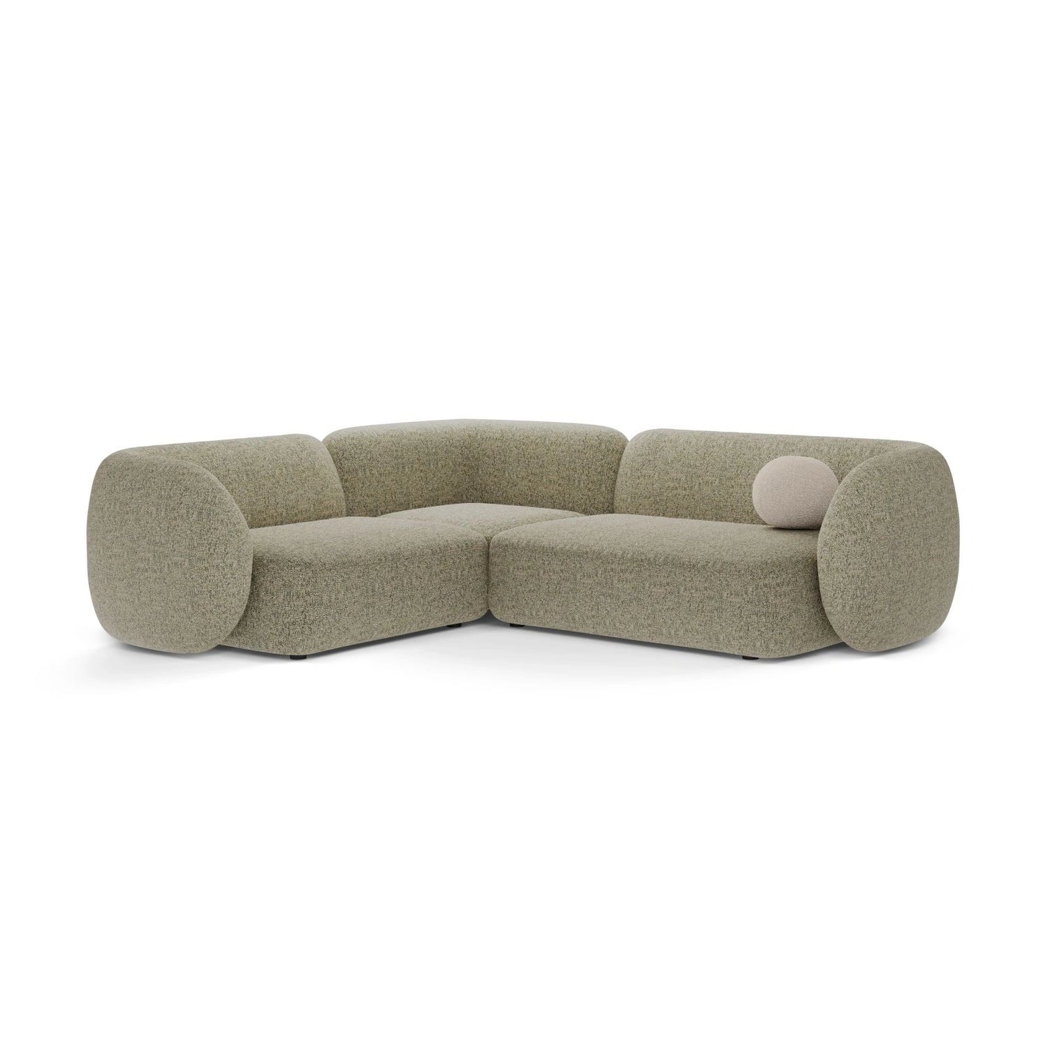 Kate 4-Sitzer Ecksofa, Linke Seite, aus Strukturierter Stoff in Moss Green Melange (Puente 33), 252x220 cm von Micadoni – Bild 1