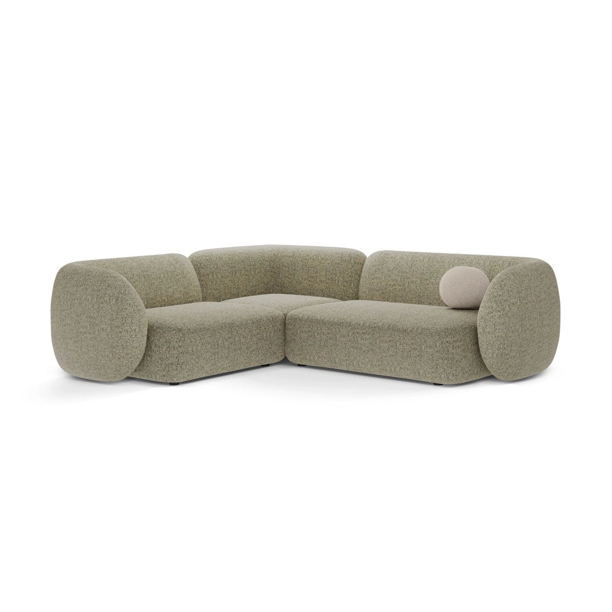 Kate 4-Sitzer Ecksofa, Linke Seite, aus Strukturierter Stoff in Moss Green Melange (Puente 33), 252x220 cm von Micadoni – Bild 1