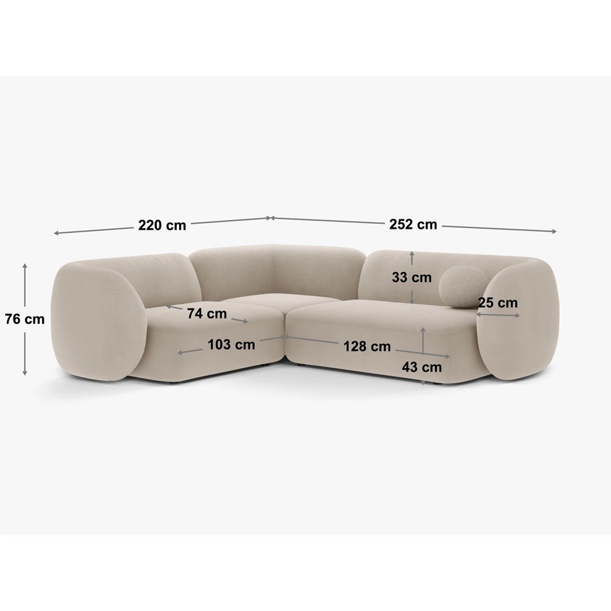 Kate 4-Sitzer Ecksofa, Linke Seite, aus Strukturierter Stoff in Pink Melange (Puente 68), 252x220 cm von Micadoni – Bild 2