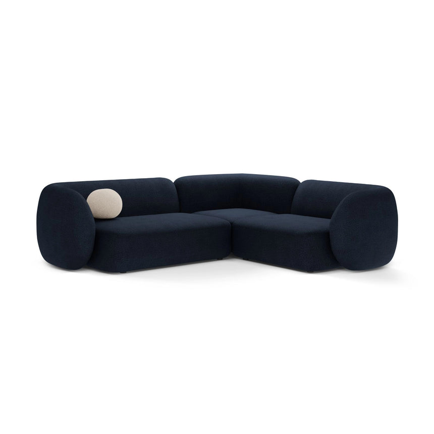 Kate 4-Sitzer Ecksofa, Rechte Seite, aus Boucle in Dunkelblau (Baloo 2088), 252x220 cm von Micadoni – Bild 1
