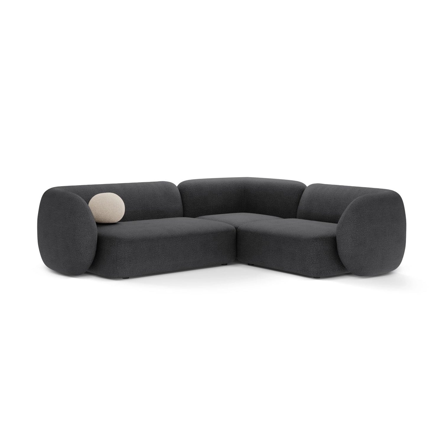 Kate 4-Sitzer Ecksofa, Rechte Seite, aus Boucle in Dunkelgrau (Baloo 2083), 252x220 cm von Micadoni – Bild 1