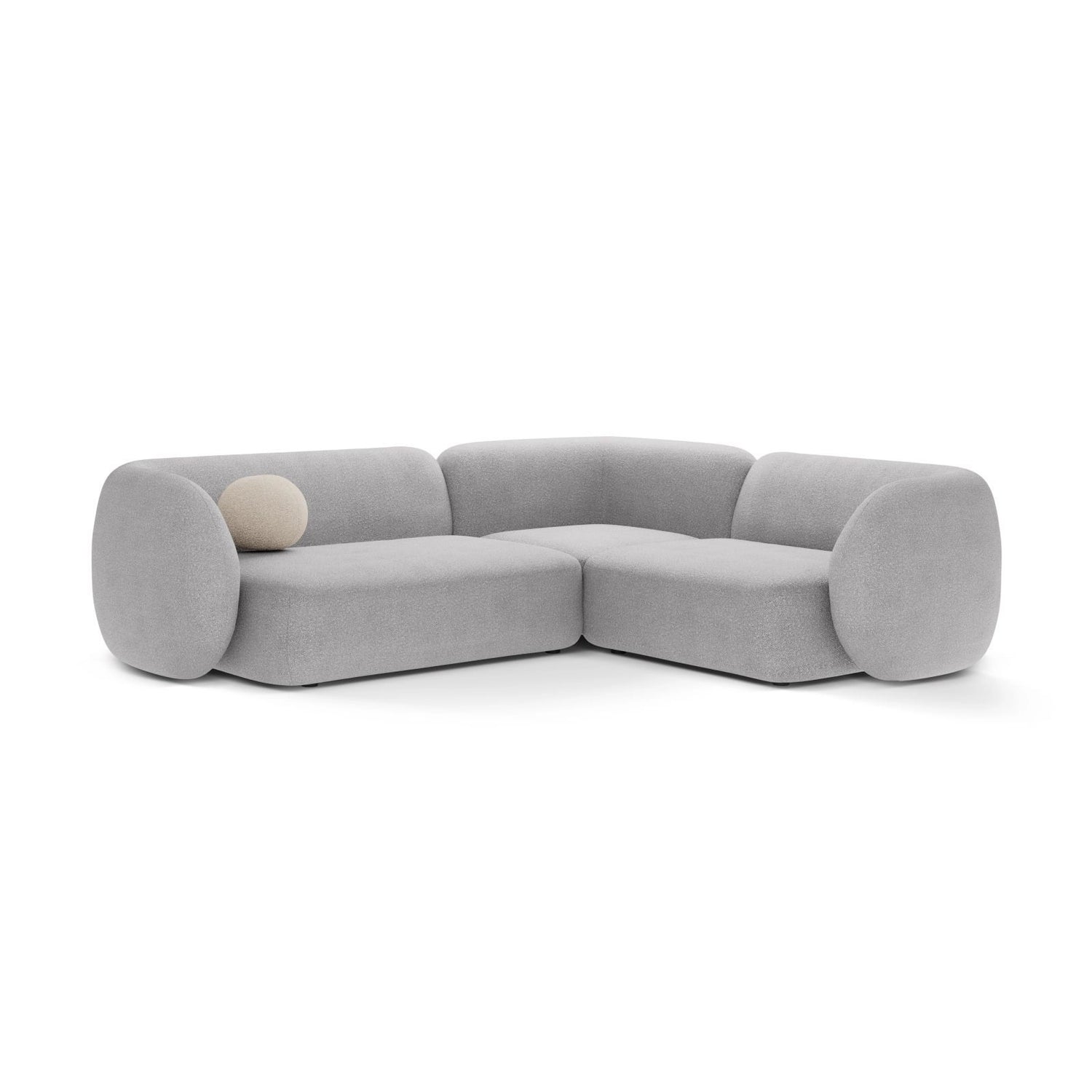 Kate 4-Sitzer Ecksofa, Rechte Seite, aus Boucle in Hellgrau (Baloo 2085), 252x220 cm von Micadoni – Bild 1