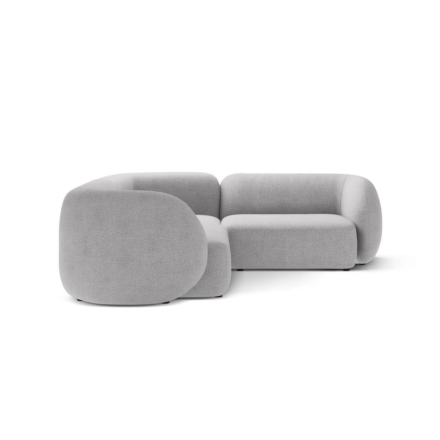 Kate 4-Sitzer Ecksofa, Rechte Seite, aus Boucle in Hellgrau (Baloo 2085), 252x220 cm von Micadoni – Bild 3