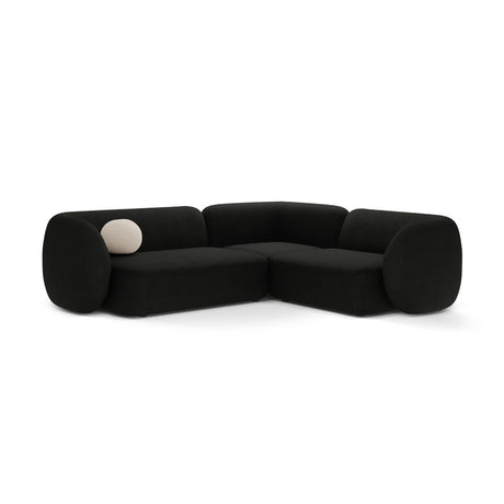 Kate 4-Sitzer Ecksofa, Rechte Seite, aus Boucle in Schwarz (Baloo 2082), 252x220 cm von Micadoni – Bild 1