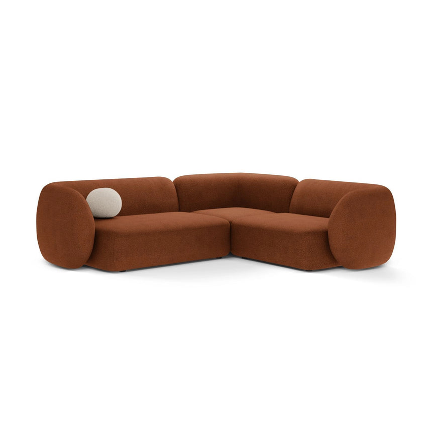 Kate 4-Sitzer Ecksofa, Rechte Seite, aus Boucle in Terrakotta (Baloo 2078), 252x220 cm von Micadoni – Bild 1