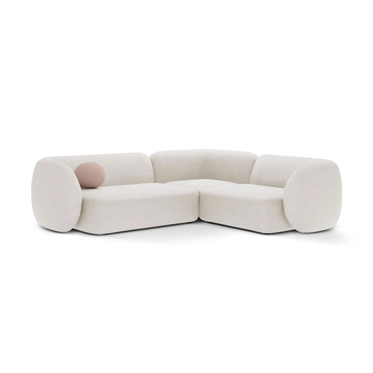 Kate 4-Sitzer Ecksofa, Rechte Seite, aus Samt, Boucle oder Strukturstoff, 252x220 cm von Micadoni – Bild 1