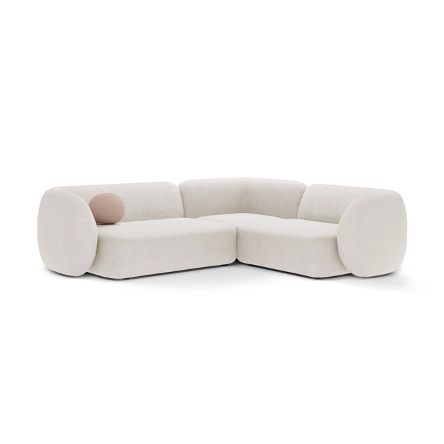 Kate 4-Sitzer Ecksofa, Rechte Seite, aus Samt, Boucle oder Strukturstoff, 252x220 cm von Micadoni – Bild 1