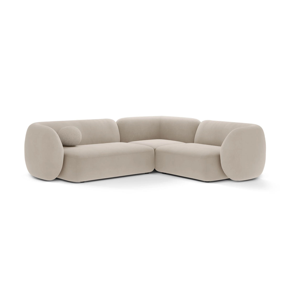 Kate 4-Sitzer Ecksofa, Rechte Seite, aus Samt in Beige (Salvador 1), 252x220 cm von Micadoni – Bild 1