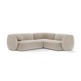 Kate 4-Sitzer Ecksofa, Rechte Seite, aus Samt in Beige (Salvador 1), 252x220 cm von Micadoni – Bild 1