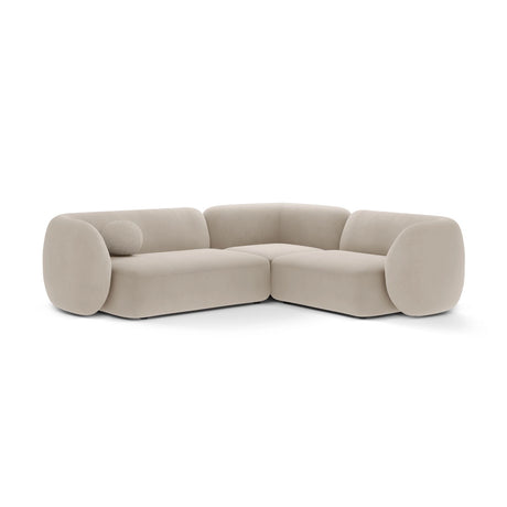 Kate 4-Sitzer Ecksofa, Rechte Seite, aus Samt in Beige (Salvador 1), 252x220 cm von Micadoni – Bild 1