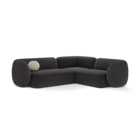 Kate 4-Sitzer Ecksofa, Rechte Seite, aus Samt in Dunkelgrau (Salvador 18), 252x220 cm von Micadoni – Bild 1