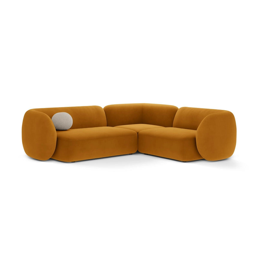 Kate 4-Sitzer Ecksofa, Rechte Seite, aus Samt in Gelb (Salvador 10), 252x220 cm von Micadoni – Bild 1