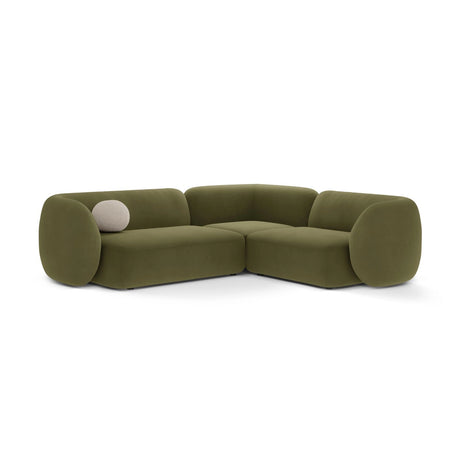 Kate 4-Sitzer Ecksofa, Rechte Seite, aus Samt in Grün (Salvador 08), 252x220 cm von Micadoni – Bild 1