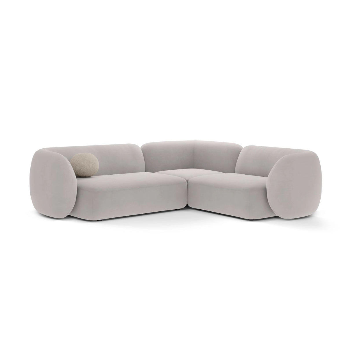 Kate 4-Sitzer Ecksofa, Rechte Seite, aus Samt in Hellgrau (Salvador 16), 252x220 cm von Micadoni – Bild 1