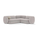 Kate 4-Sitzer Ecksofa, Rechte Seite, aus Samt in Hellgrau (Salvador 16), 252x220 cm von Micadoni – Bild 1