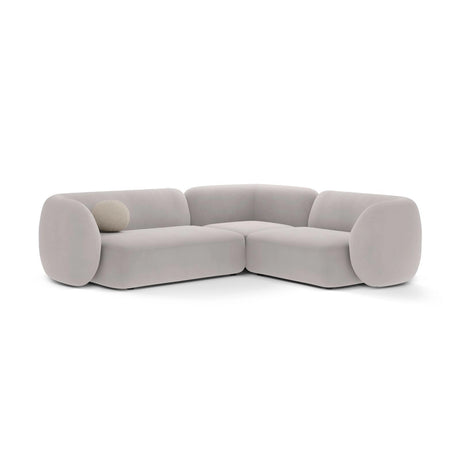 Kate 4-Sitzer Ecksofa, Rechte Seite, aus Samt in Hellgrau (Salvador 16), 252x220 cm von Micadoni – Bild 1