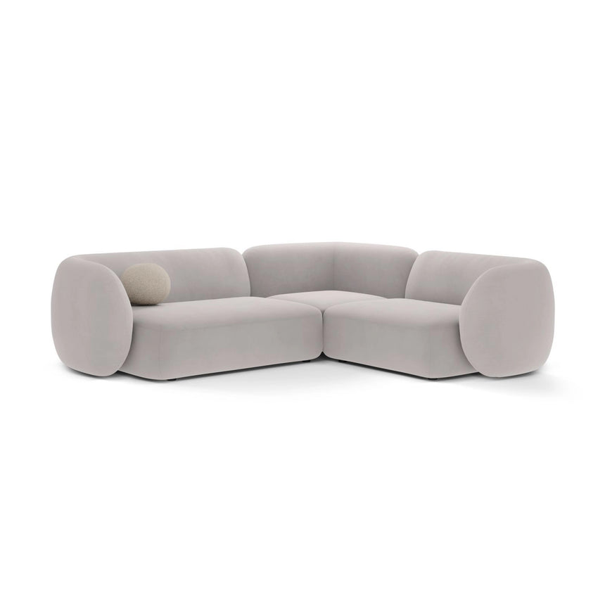Kate 4-Sitzer Ecksofa, Rechte Seite, aus Samt in Hellgrau (Salvador 16), 252x220 cm von Micadoni – Bild 1