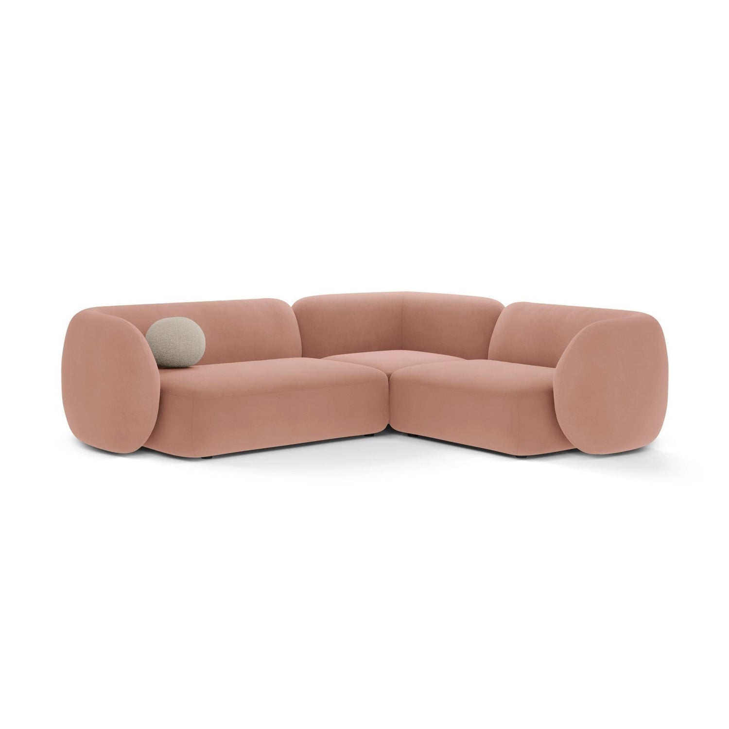 Kate 4-Sitzer Ecksofa, Rechte Seite, aus Samt in Rosa (Salvador 11), 252x220 cm von Micadoni – Bild 1