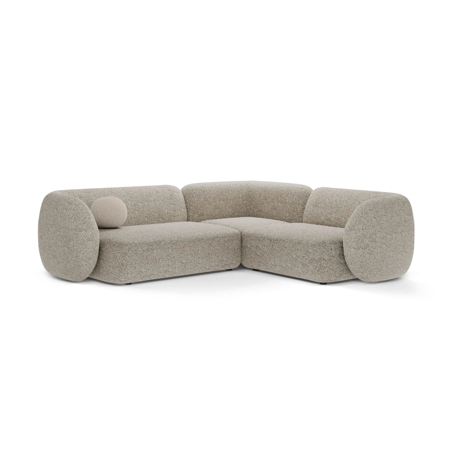 Kate 4-Sitzer Ecksofa, Rechte Seite, aus Strukturierter Stoff in Beige Melange (Puente 06), 252x220 cm von Micadoni – Bild 1