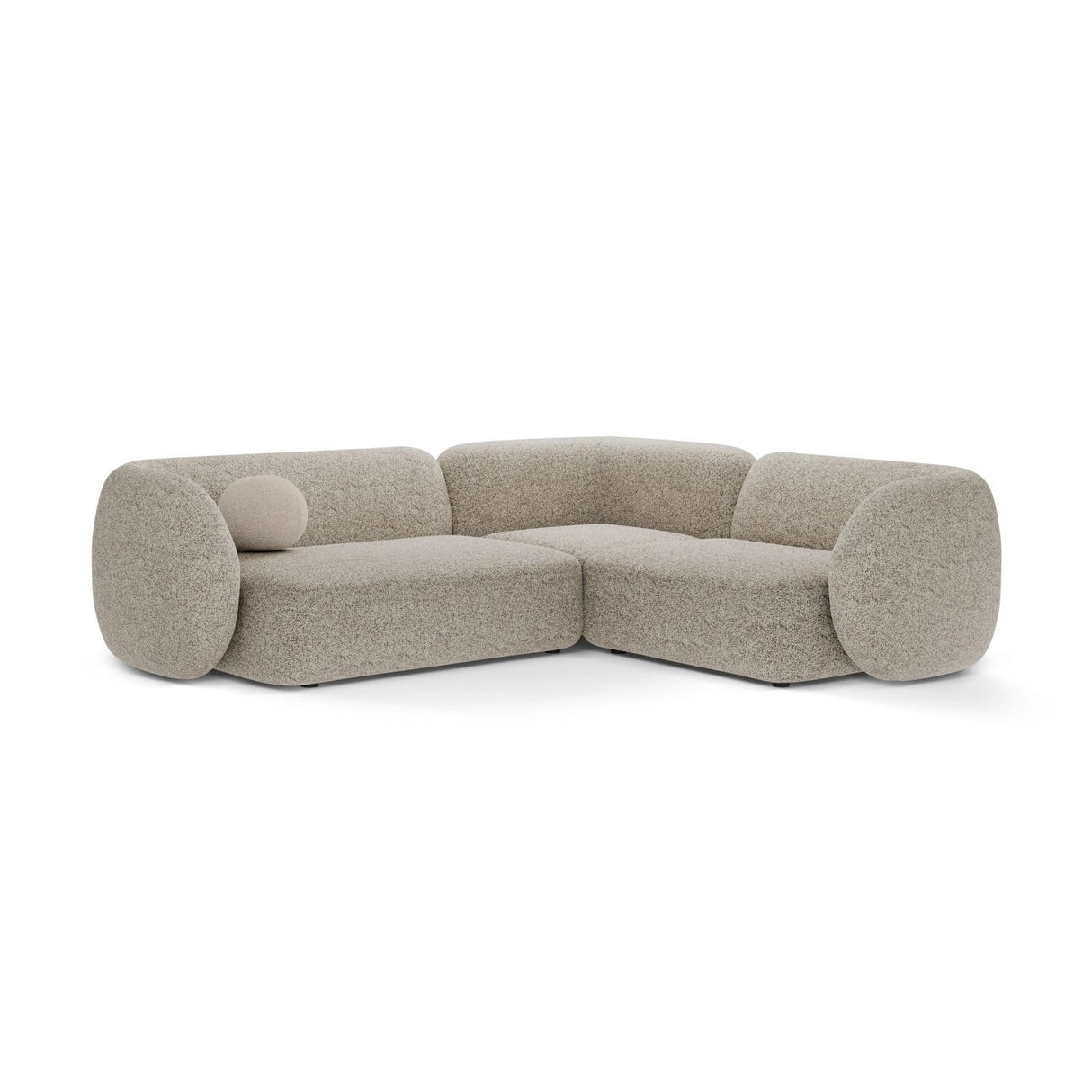 Kate 4-Sitzer Ecksofa, Rechte Seite, aus Strukturierter Stoff in Beige Melange (Puente 06), 252x220 cm von Micadoni – Bild 1