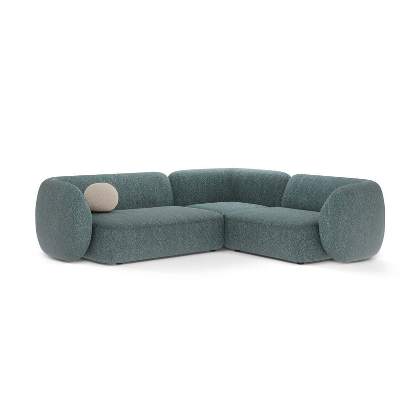 Kate 4-Sitzer Ecksofa, Rechte Seite, aus Strukturierter Stoff in Blue Melange (Puente 73), 252x220 cm von Micadoni – Bild 1