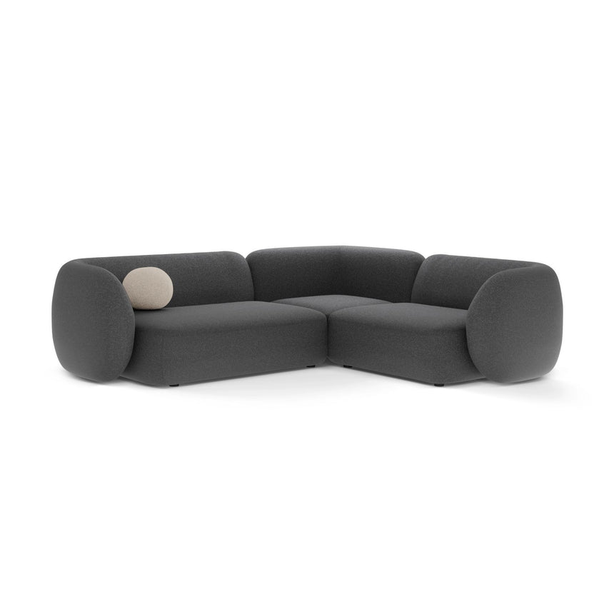 Kate 4-Sitzer Ecksofa, Rechte Seite, aus Strukturierter Stoff in Dark Grey Melange (Puente 94), 252x220 cm von Micadoni – Bild 1
