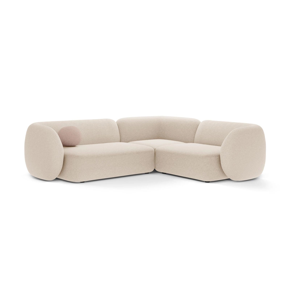 Kate 4-Sitzer Ecksofa, Rechte Seite, aus Strukturierter Stoff in Light Beige Melange (Puente 03), 252x220 cm von Micadoni – Bild 1