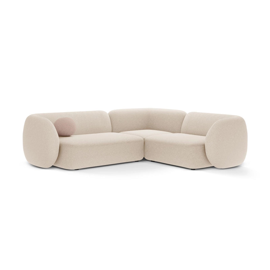 Kate 4-Sitzer Ecksofa, Rechte Seite, aus Strukturierter Stoff in Light Beige Melange (Puente 03), 252x220 cm von Micadoni – Bild 1