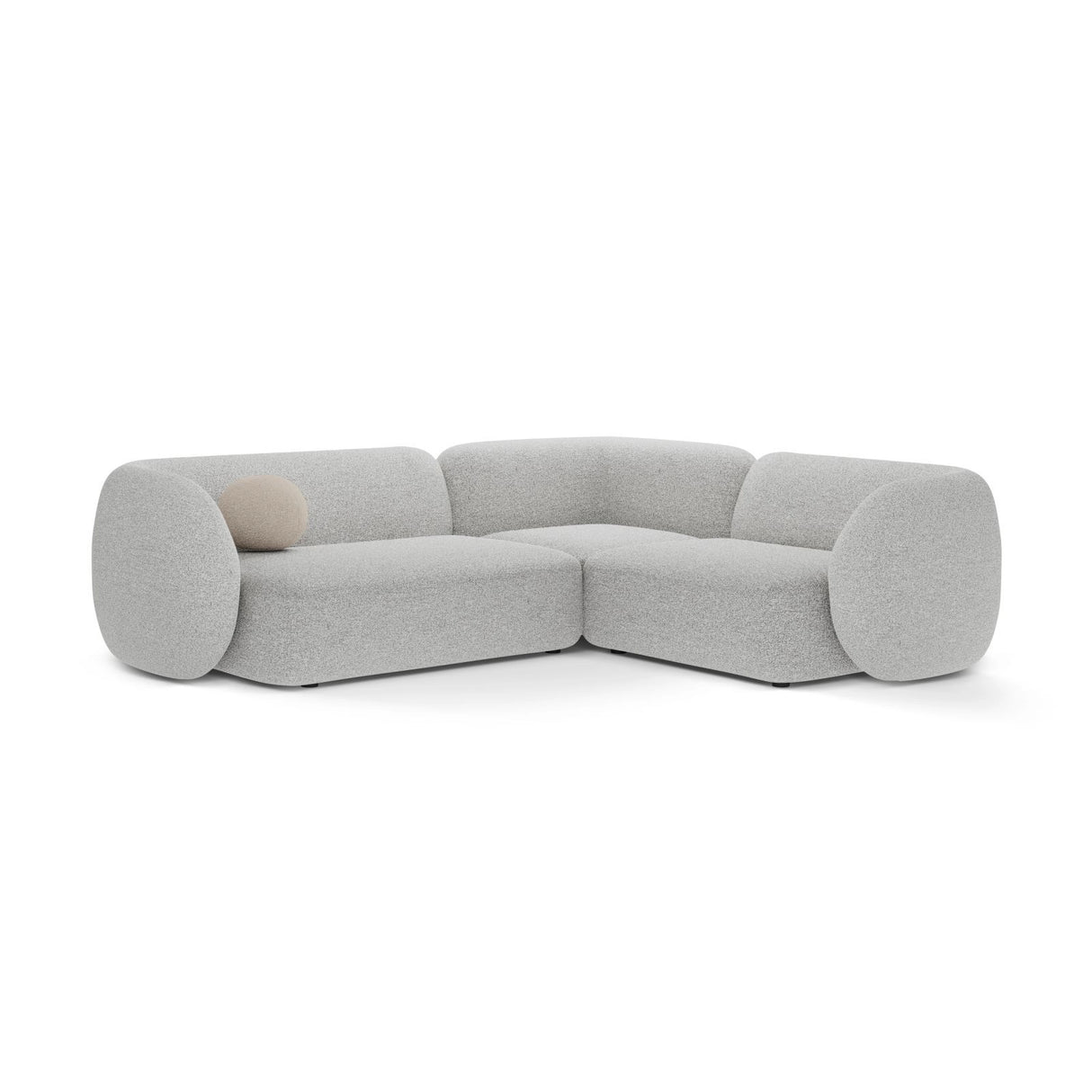 Kate 4-Sitzer Ecksofa, Rechte Seite, aus Strukturierter Stoff in Light Grey Melange (Puente 80), 252x220 cm von Micadoni – Bild 1