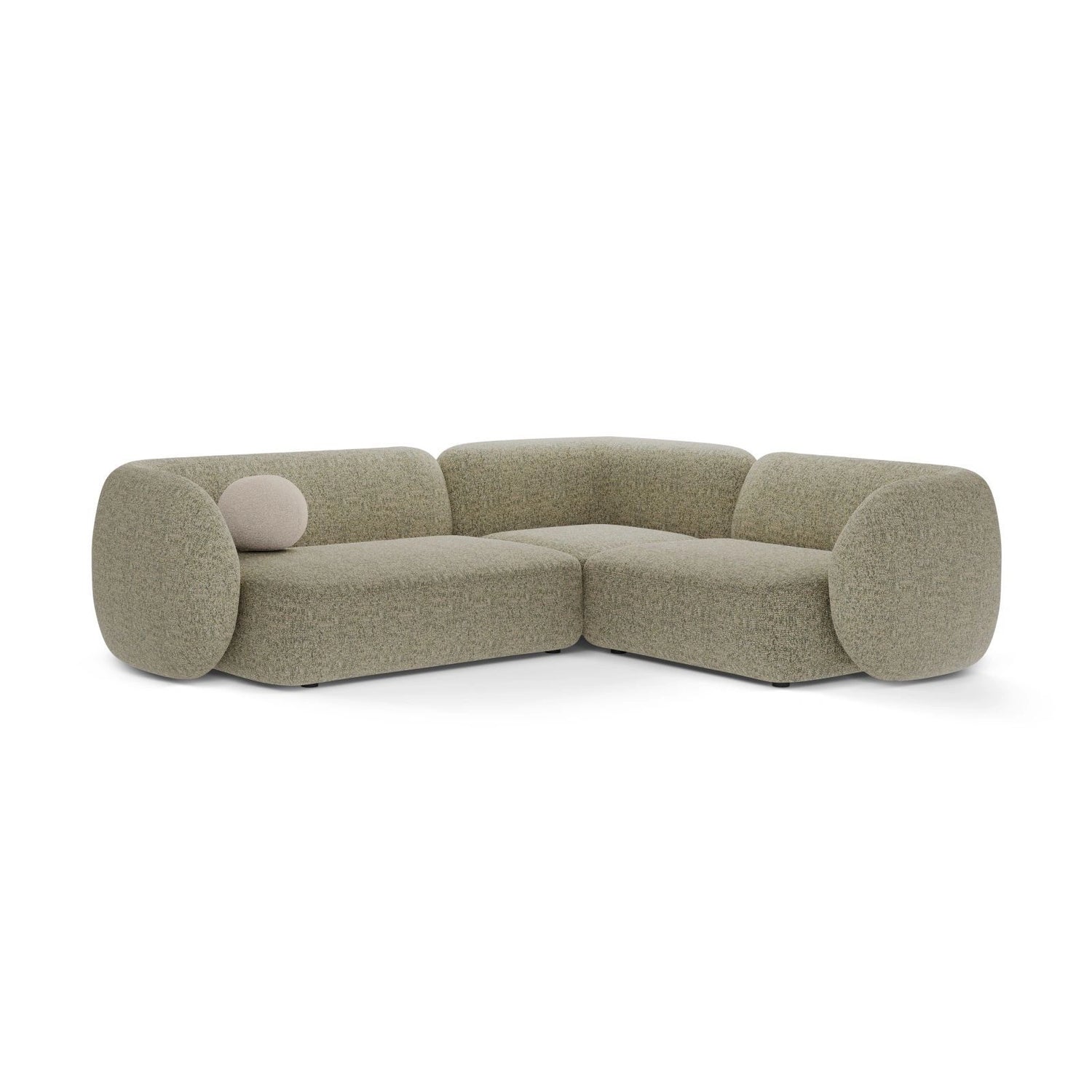 Kate 4-Sitzer Ecksofa, Rechte Seite, aus Strukturierter Stoff in Moss Green Melange (Puente 33), 252x220 cm von Micadoni – Bild 1