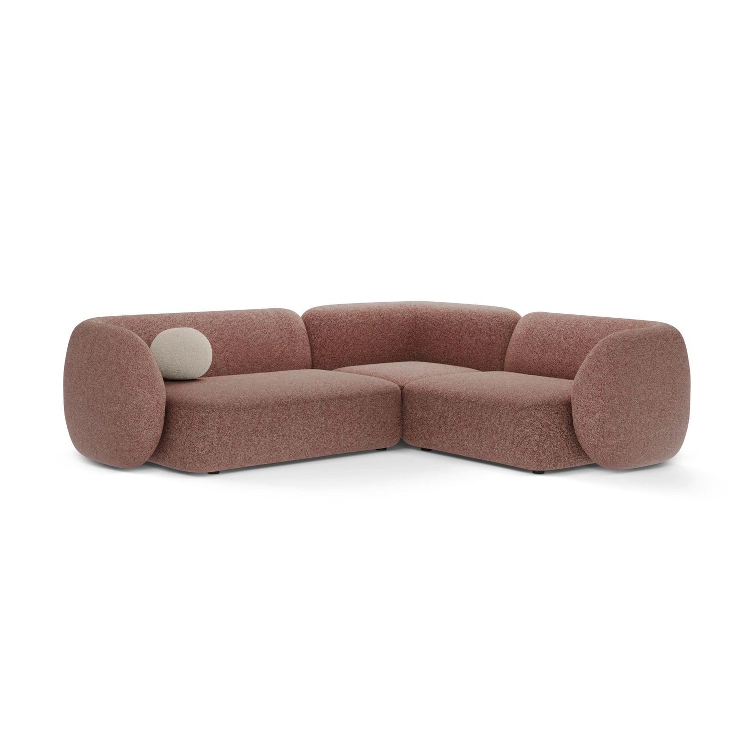 Kate 4-Sitzer Ecksofa, Rechte Seite, aus Strukturierter Stoff in Pink Melange (Puente 68), 252x220 cm von Micadoni – Bild 1