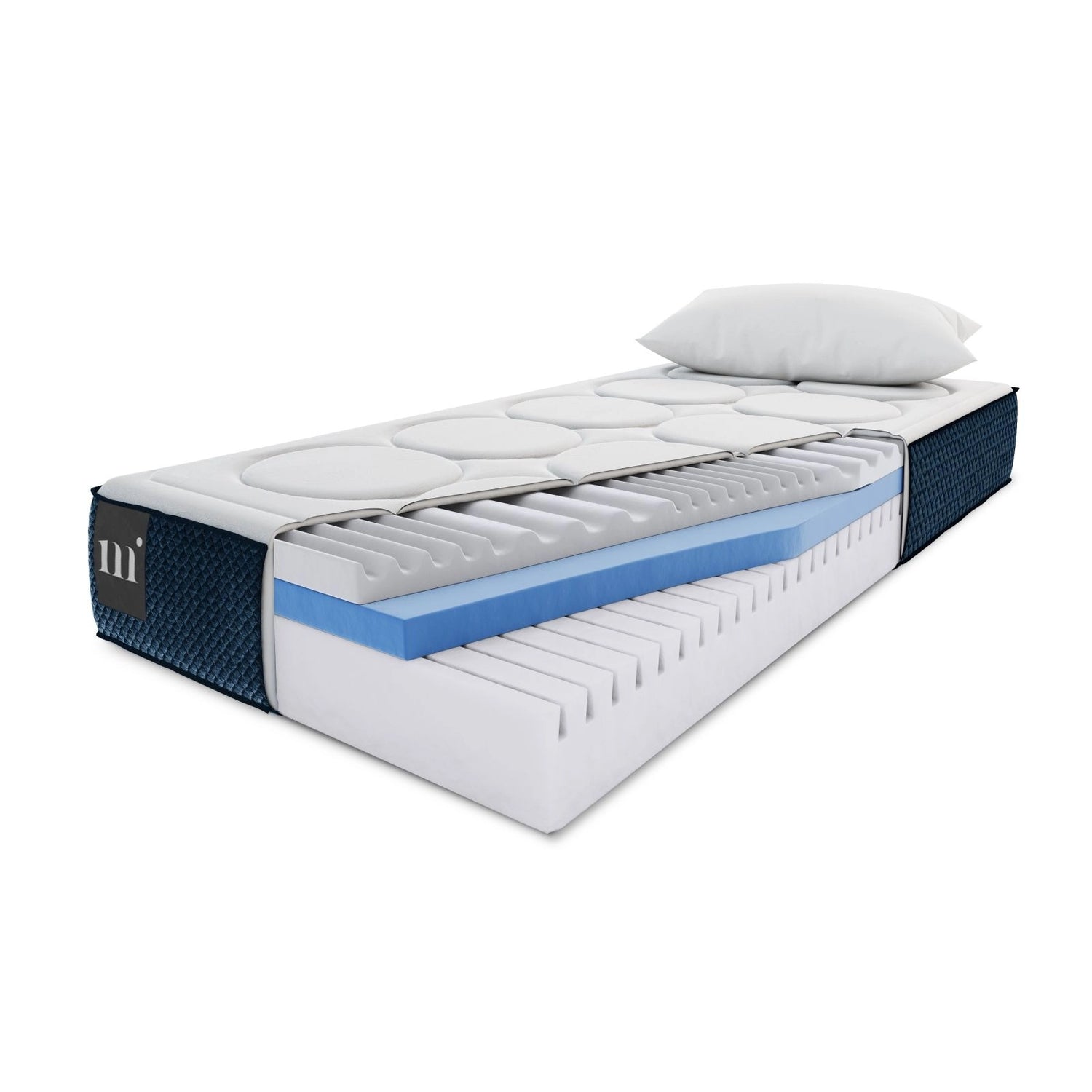 Kavaja Schaumstoffmatratze aus Strukturierter Stoff in Weiß und blau, 200x80 cm von Micadoni – Produktbild 4