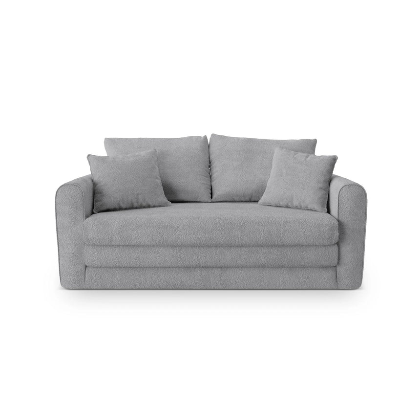 Lido 2-Sitzer Sofa mit Schlaffunktion, ausklappbar, aus Boucle in Grau (CORAL 75), 158x69 cm von Micadoni – Bild 1