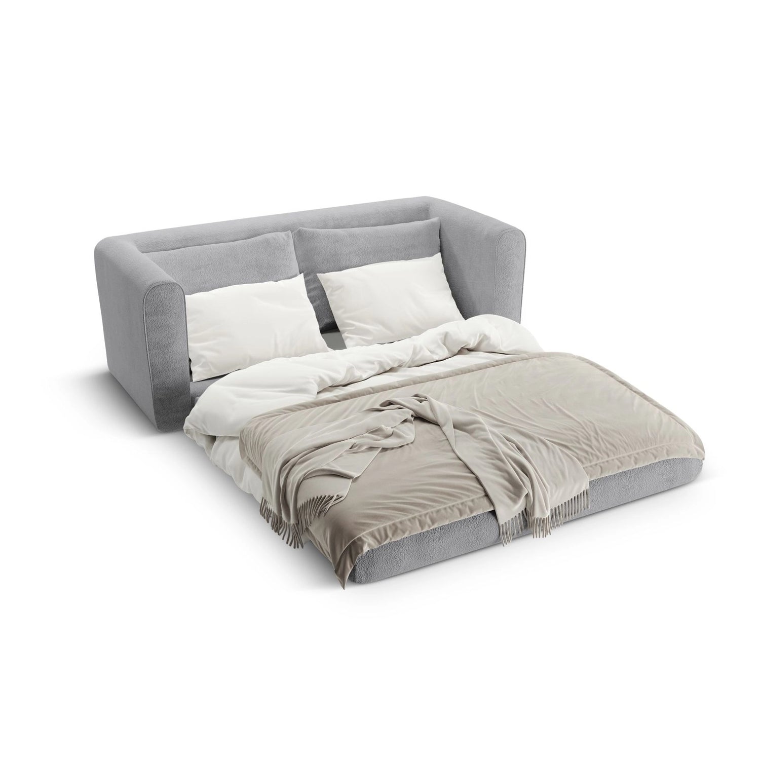 Lido 2-Sitzer Sofa mit Schlaffunktion, ausklappbar, aus Boucle in Grau (CORAL 75), 158x69 cm von Micadoni – Bild 6