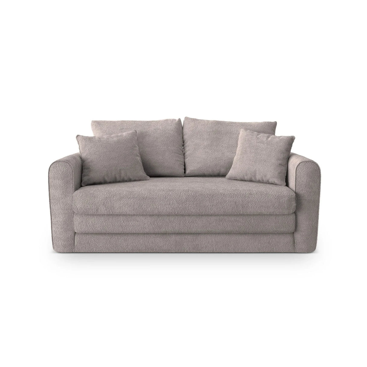 Lido 2-Sitzer Sofa mit Schlaffunktion, ausklappbar, aus Boucle in Warmes Grau (CORAL 50), 158x69 cm von Micadoni – Bild 1