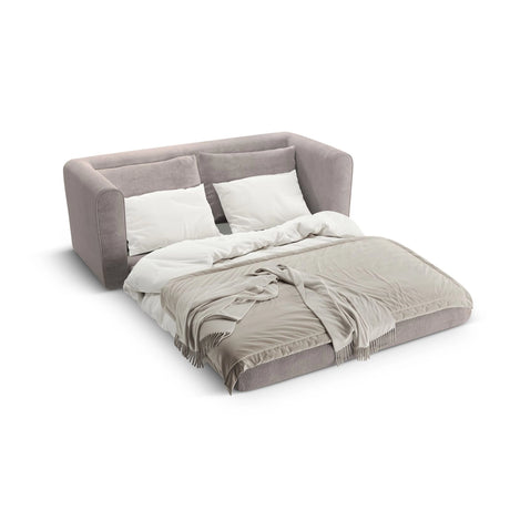 Lido 2-Sitzer Sofa mit Schlaffunktion, ausklappbar, aus Boucle in Warmes Grau (CORAL 50), 158x69 cm von Micadoni – Bild 6