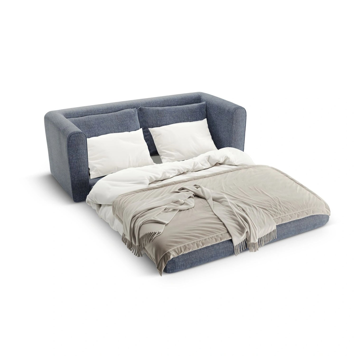 Lido 2-Sitzer Sofa mit Schlaffunktion, ausklappbar, aus Strukturierter Stoff in Blaue melange (Baltimore Marine), 158x69 cm von Micadoni – Bild 6