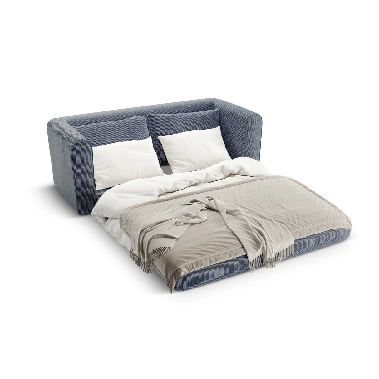 Lido 2-Sitzer Sofa mit Schlaffunktion, ausklappbar, aus Strukturierter Stoff in Blaue melange (Baltimore Marine), 158x69 cm von Micadoni – Bild 6