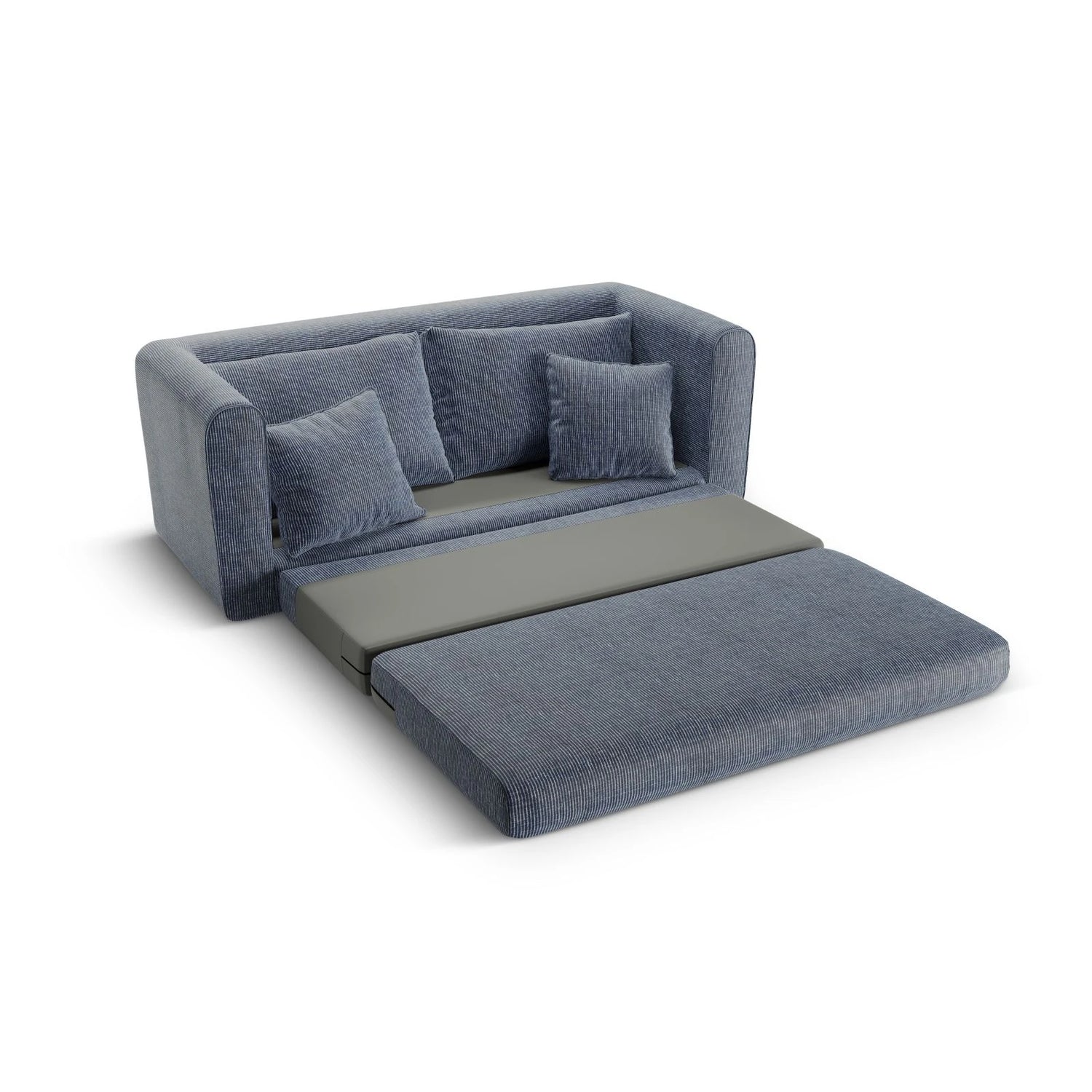 Lido 2-Sitzer Sofa mit Schlaffunktion, ausklappbar, aus Strukturierter Stoff in Blaue melange (Baltimore Marine), 158x69 cm von Micadoni – Bild 7