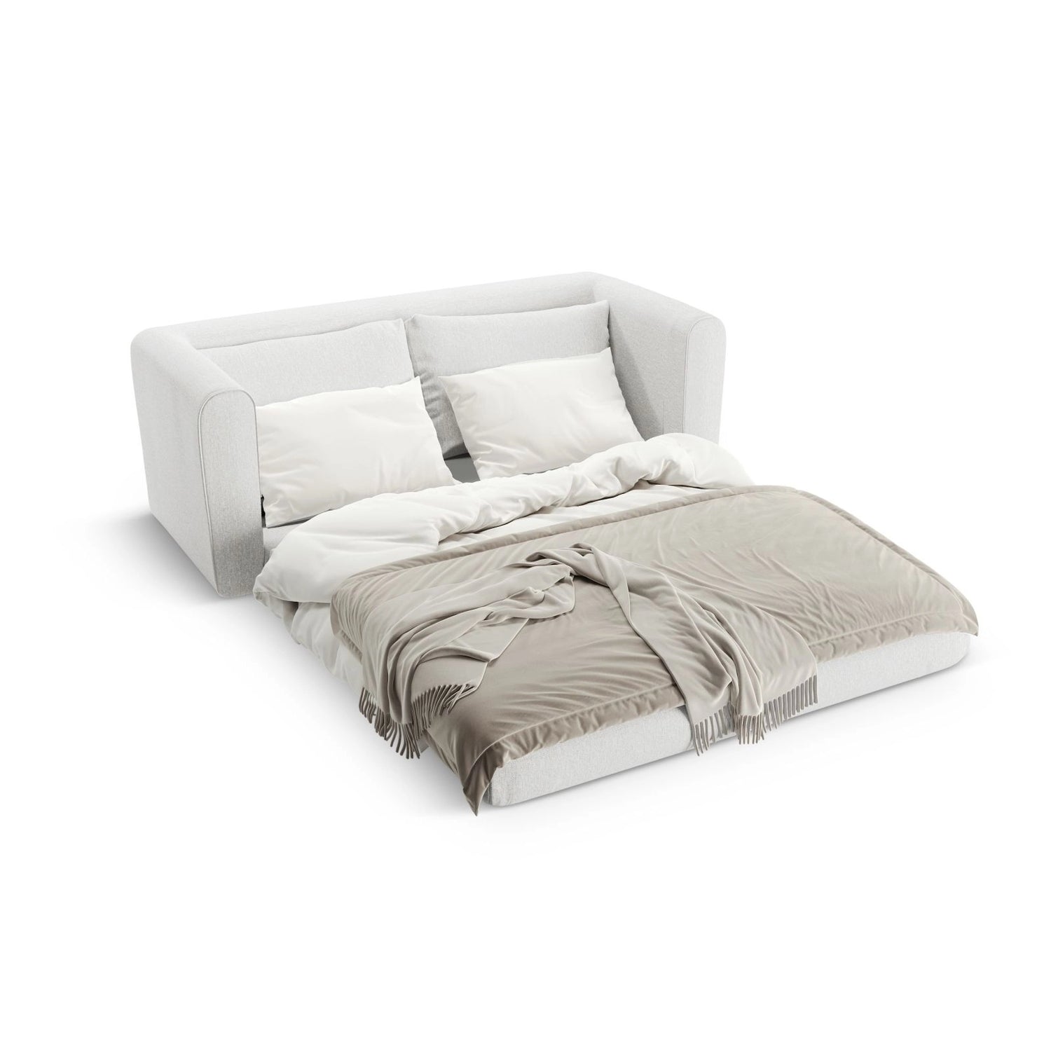 Lido 2-Sitzer Sofa mit Schlaffunktion, ausklappbar, aus Strukturierter Stoff in Cold Light Grey (Solid 80), 158x69 cm von Micadoni – Bild 6