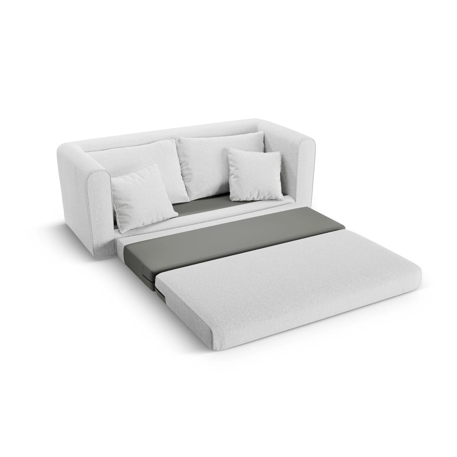 Lido 2-Sitzer Sofa mit Schlaffunktion, ausklappbar, aus Strukturierter Stoff in Cold Light Grey (Solid 80), 158x69 cm von Micadoni – Bild 7