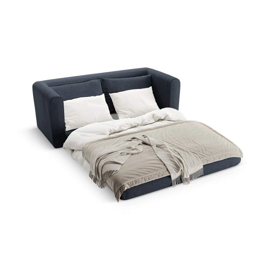 Lido 2-Sitzer Sofa mit Schlaffunktion, ausklappbar, aus Strukturierter Stoff in Dunkelblau (Solid 79), 158x69 cm von Micadoni – Bild 6
