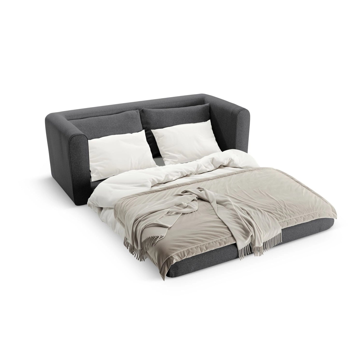 Lido 2-Sitzer Sofa mit Schlaffunktion, ausklappbar, aus Strukturierter Stoff in Dunkelgrau (Solid 99), 158x69 cm von Micadoni – Bild 6