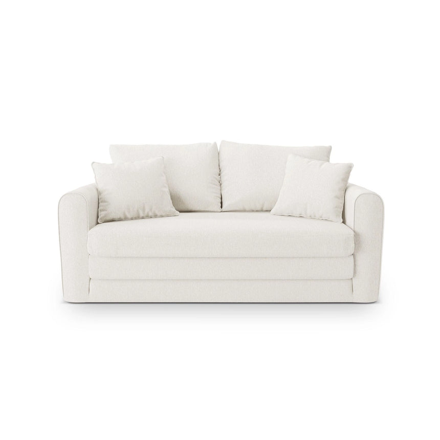 Lido 2-Sitzer Sofa mit Schlaffunktion, ausklappbar, aus Strukturierter Stoff in Elfenbein (Solid 03), 158x69 cm von Micadoni – Bild 1